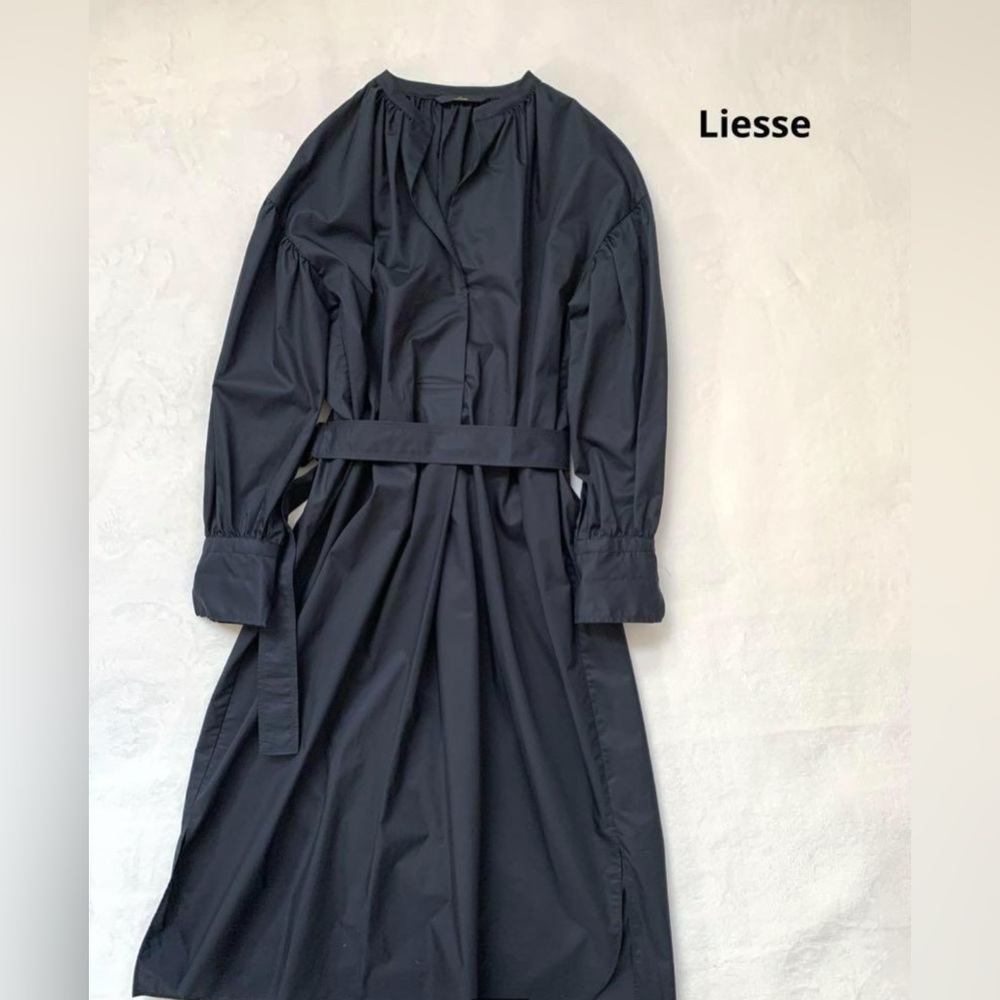 Liesse | Navy Blue Long Sleeve Coat Dress
